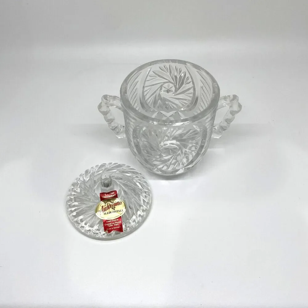 New Anna Hutte Bleikristall 24%‎ Lead Crystal Sugar / Candy Dish w/Lid